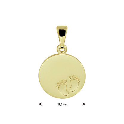 Gouden graveerhanger met voetjes – 14 karaat – detailfoto