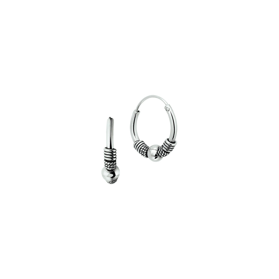 Zilveren Bali oorringen 4 mm, 14 mm