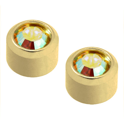 Goudkleurige schietknopjes met kristal 4 mm