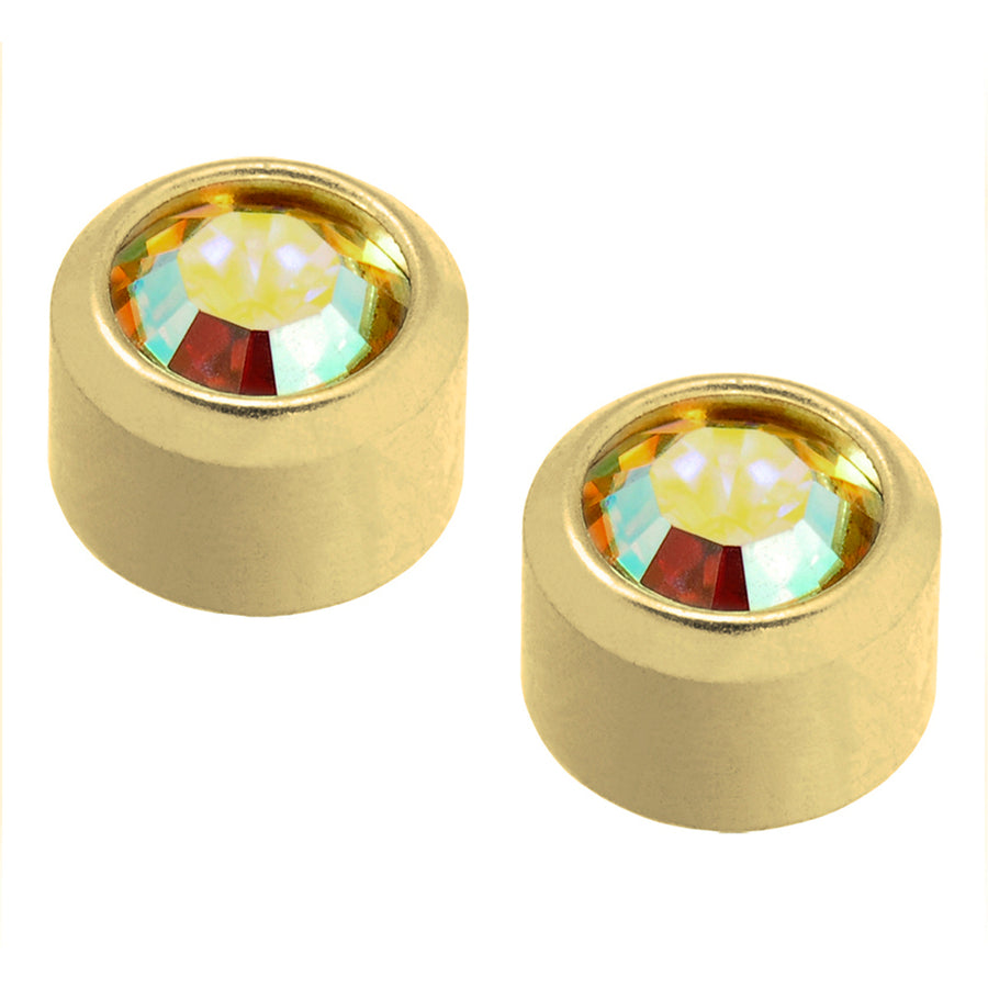 Goudkleurige schietknopjes met kristal 4 mm