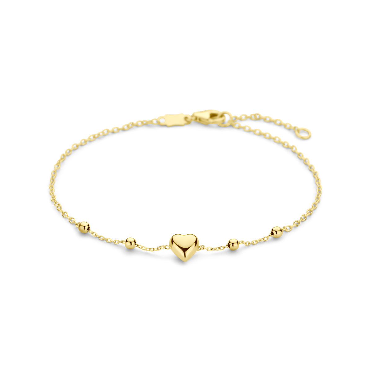 Armband hart en bolletjes (kinder collectie)  14k geelgoud