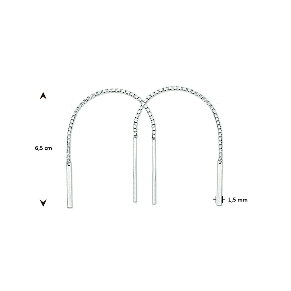 YO&NO doortrekoorbellen balkje zilver wit, 1 micron zilver verguld (geel) of zilver gerhodineerd