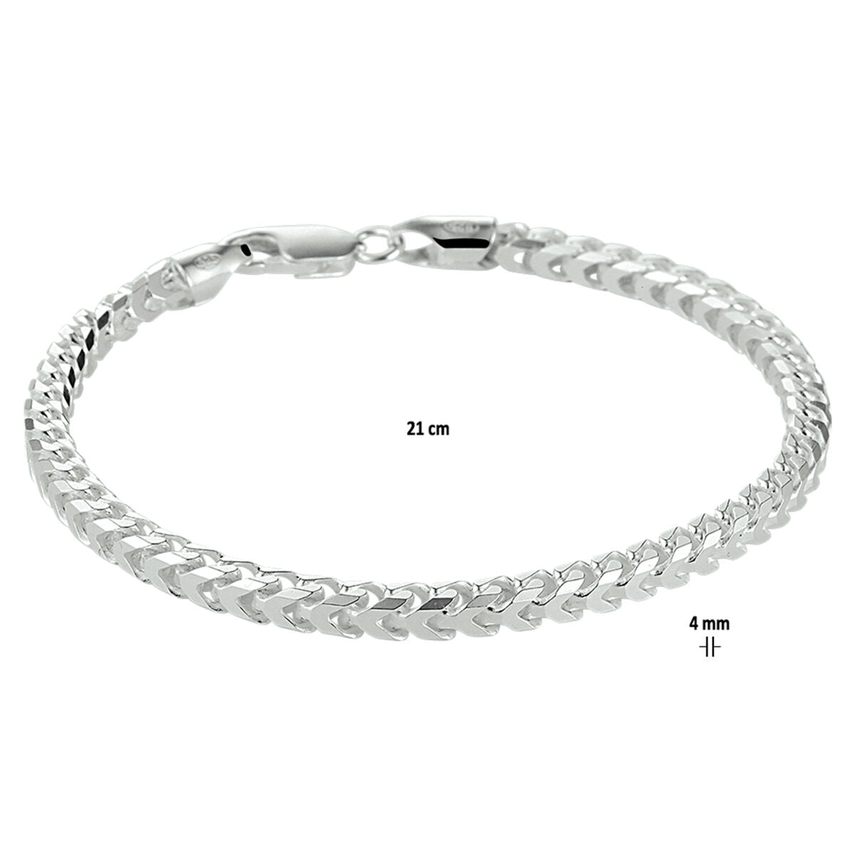 Armband of ketting gourmette 4,0 mm zilver wit