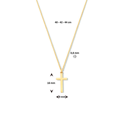 Gouden ketting met kruisje – 14 karaat – detailfoto