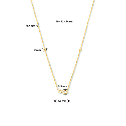 Gouden ketting met infinity – 14 karaat – close-up van de sluiting