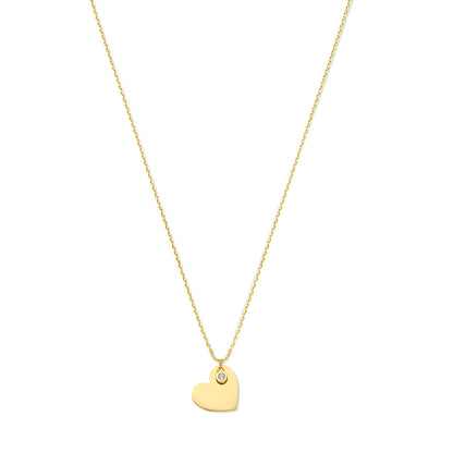Gouden ketting met zirkoniahart 14 mm – 14 karaat