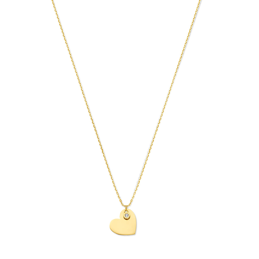 Gouden ketting met zirkoniahart 14 mm – 14 karaat