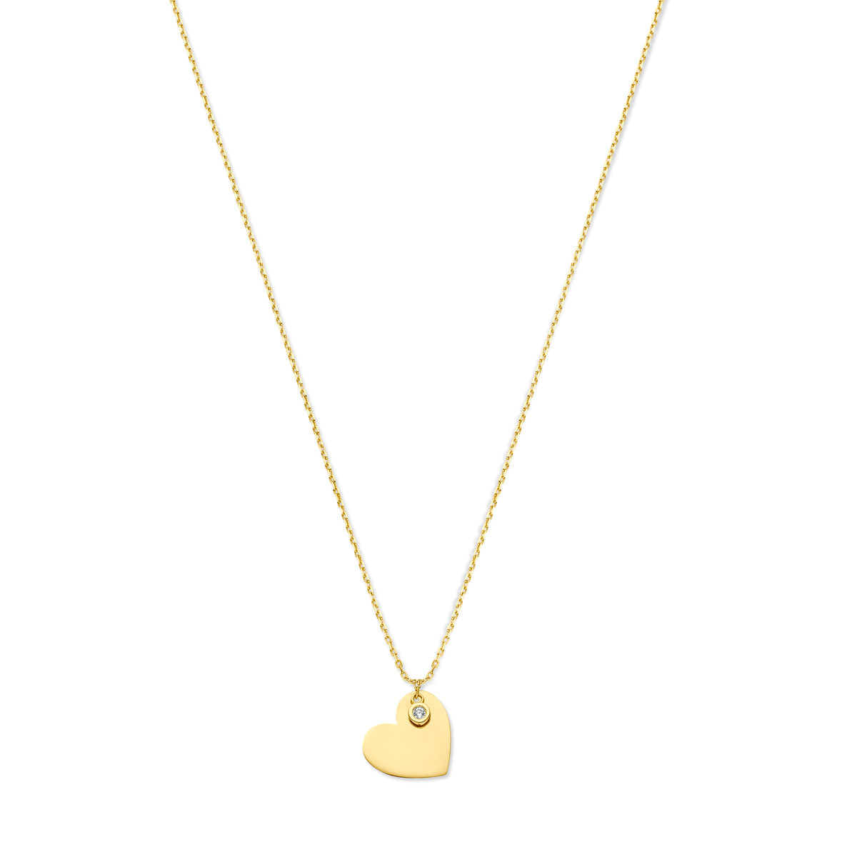 Ketting hart met zirkonia 1,0 mm 14k geelgoud