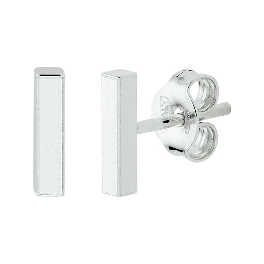 Zilveren oorknopjes balkje 8 mm