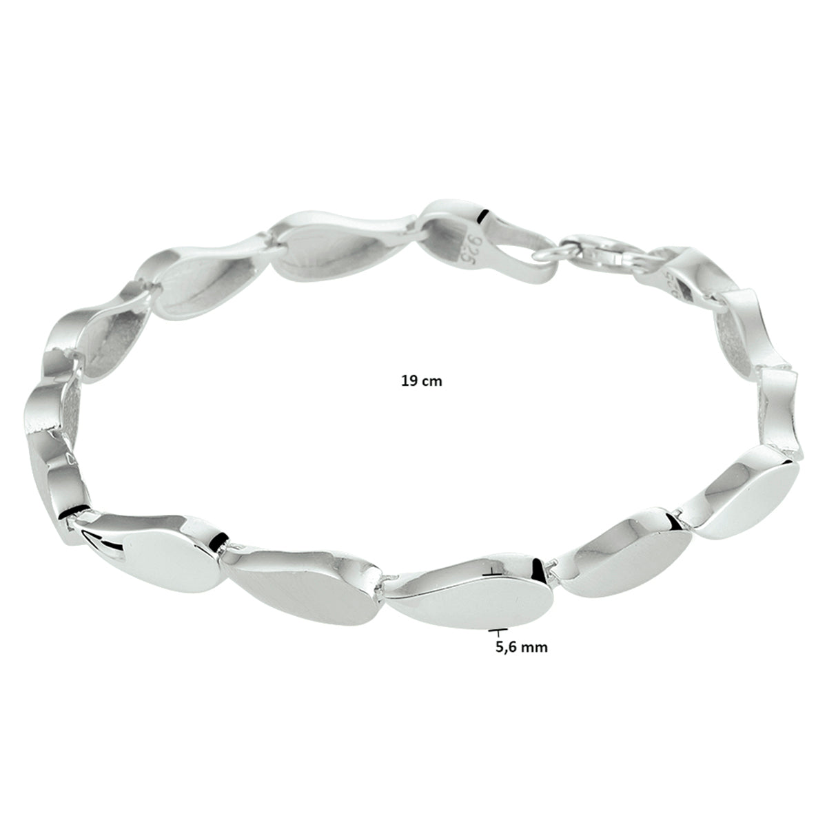 YO&NO armband poli/mat 5,6 mm 19 cm zilver gerhodineerd