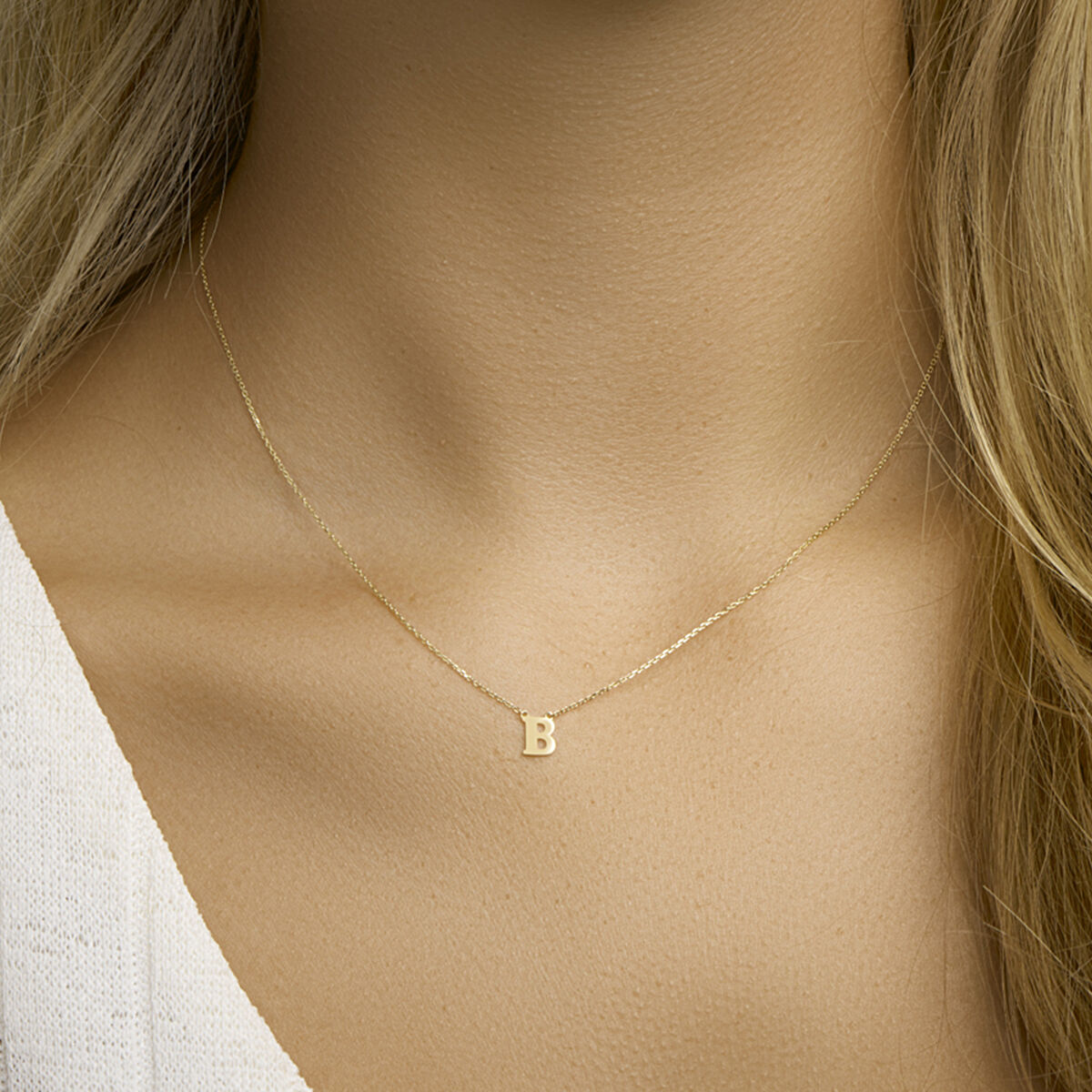 Ketting Anker met letter 14k geelgoud