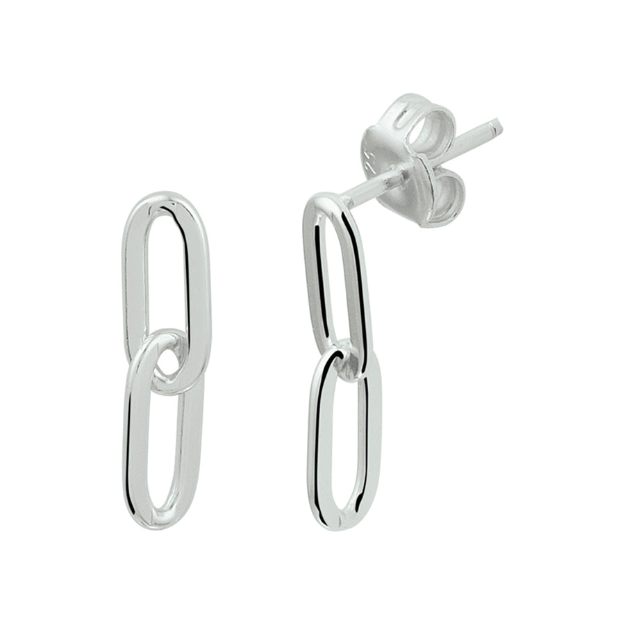 Zilveren oorhangers paperclip 4 mm breed