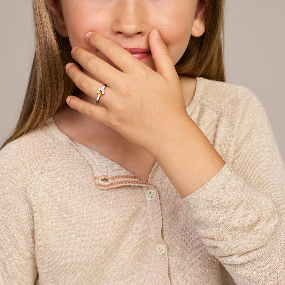 YO&NO ring bloem (kindercollectie) zilver gerhodineerd