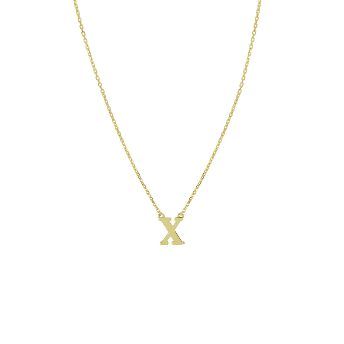 Ketting Anker met letter 14k geelgoud