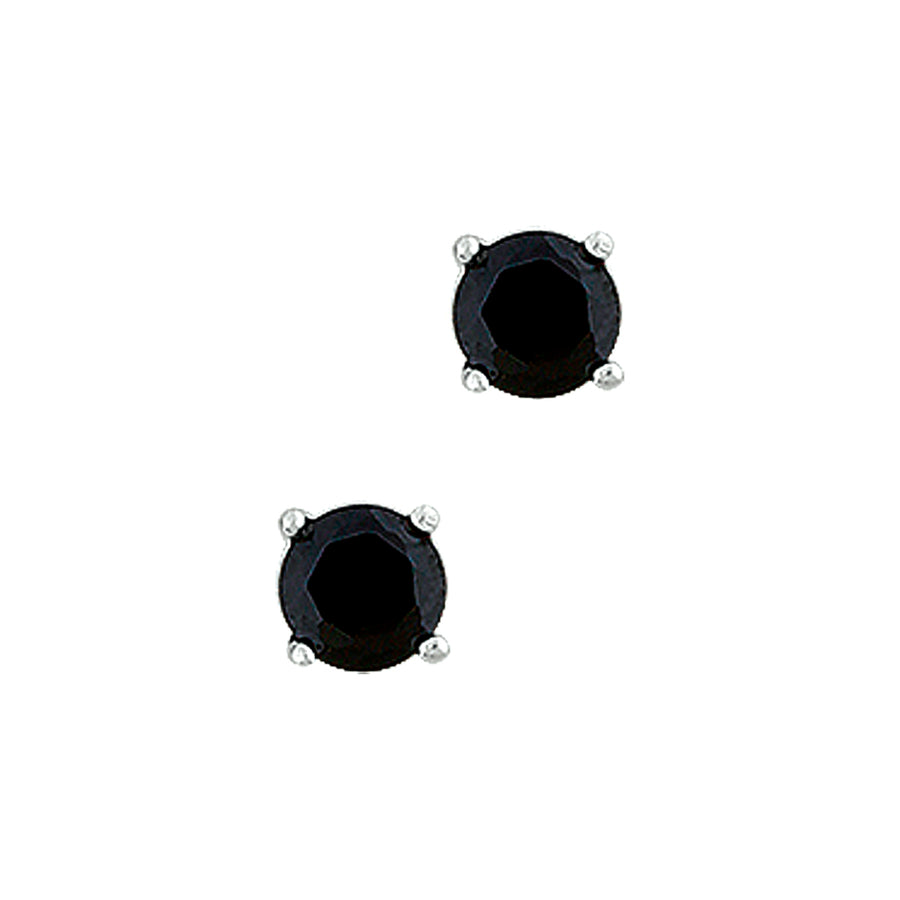 Zilveren oorknopjes met zwarte zirkonia 5 en 6 mm