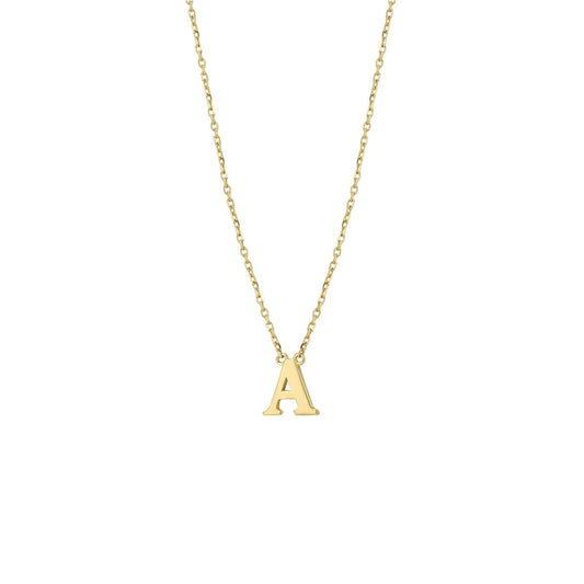 Ketting Anker met letter 14k geelgoud