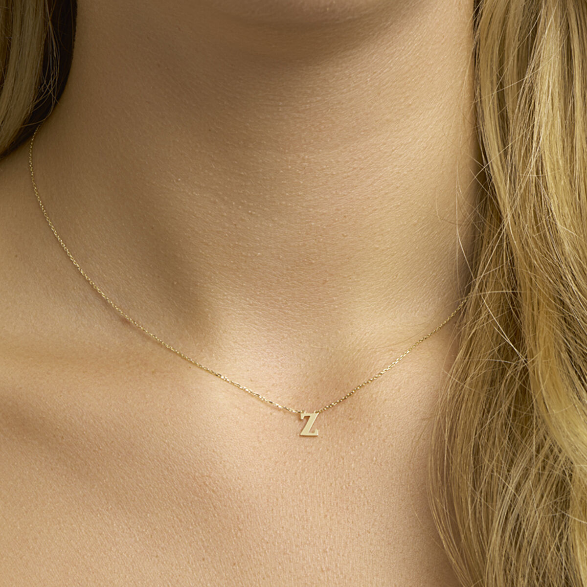 Ketting Anker met letter 14k geelgoud