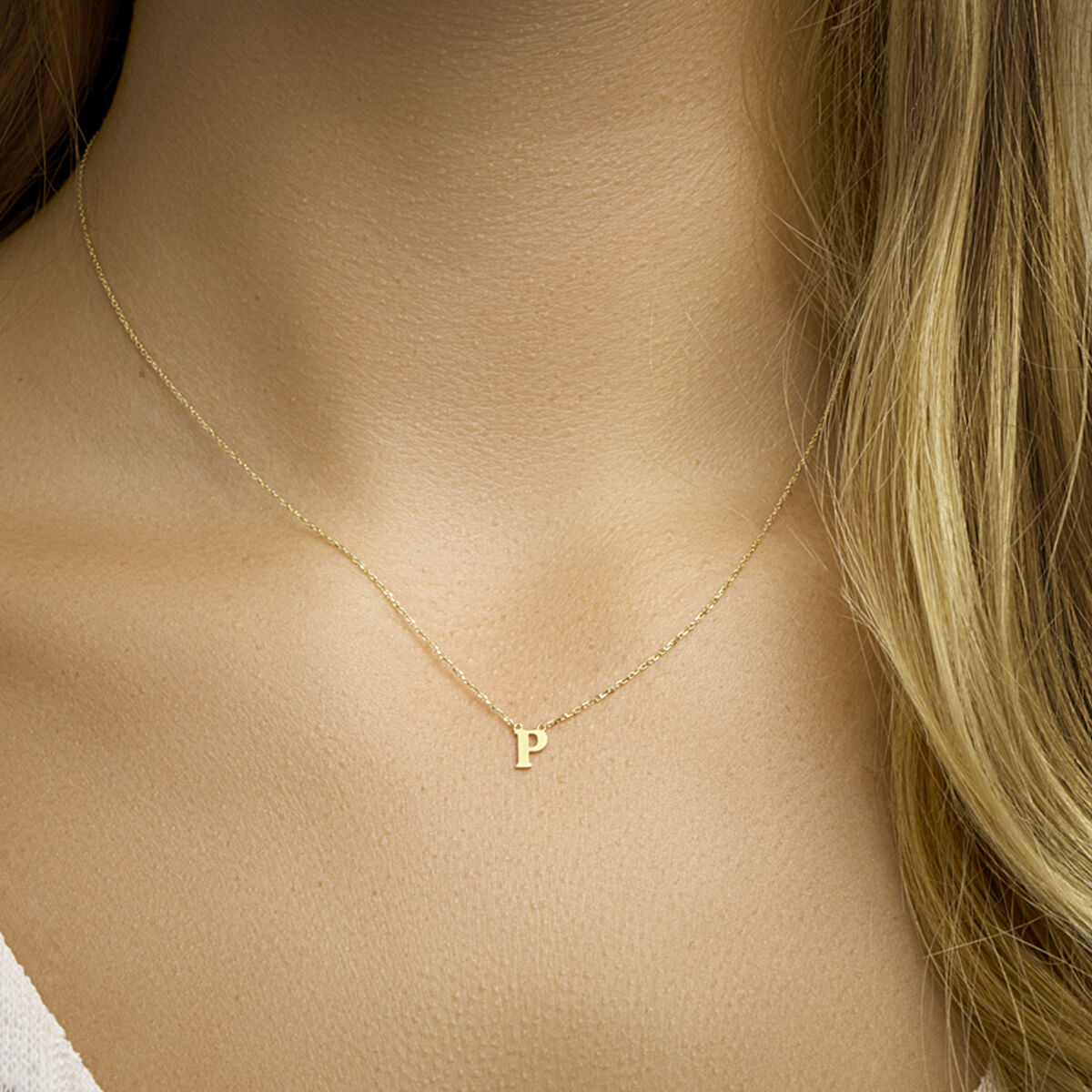 Ketting Anker met letter 14k geelgoud