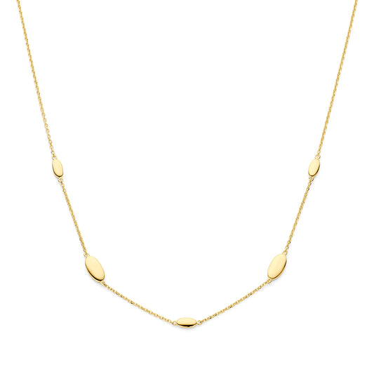 YO&NO ketting ovaaltjes 42 – 44 cm 14k geelgoud