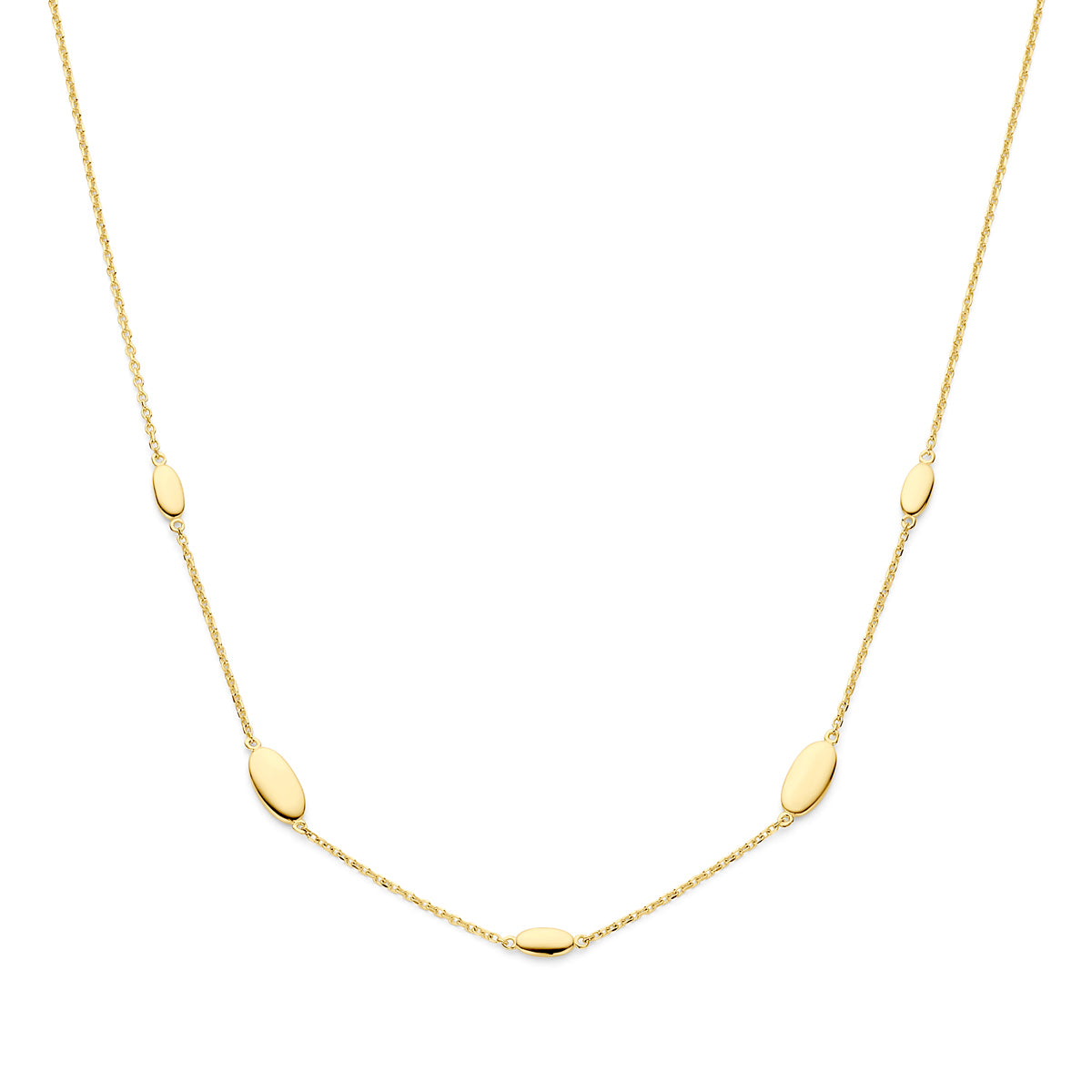 YO&NO ketting ovaaltjes 42 – 44 cm 14k geelgoud