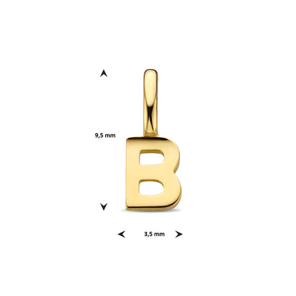 Gouden hanger letter – 14 karaat – zijaanzicht