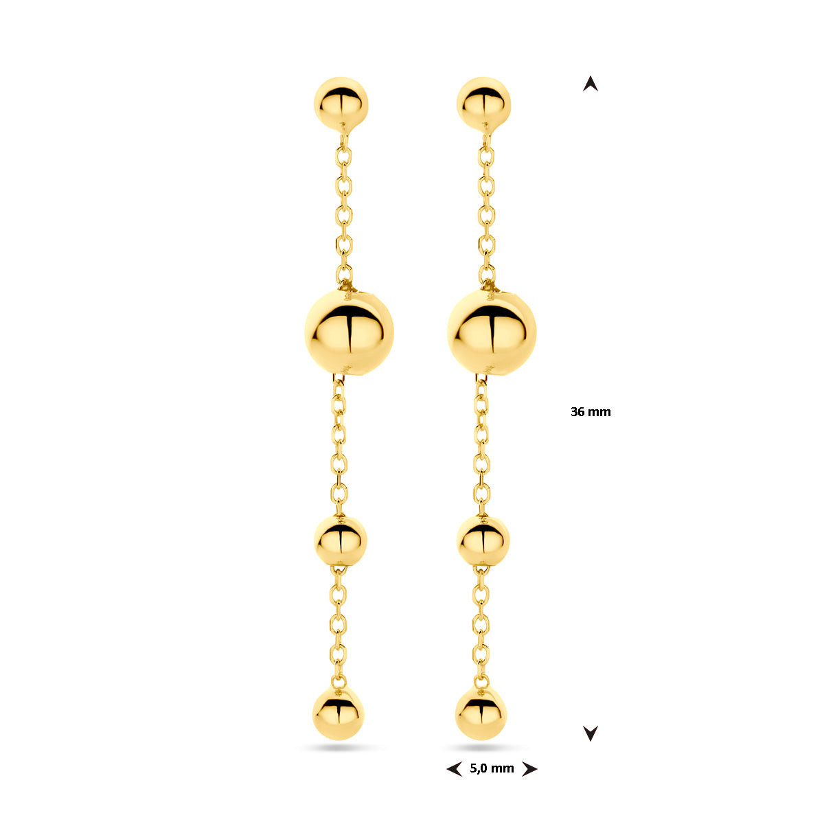 Oorhangers bolletjes 14k geelgoud