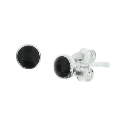 Zilveren oorknopjes met onyx 4 mm