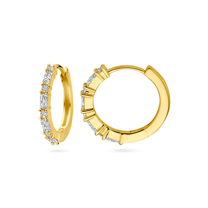 Zilveren klapoorringen met zirkonia 15 mm