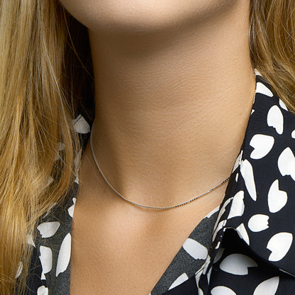 Zilveren venetiaanse ketting 1,3 mm – close-up van de sluiting
