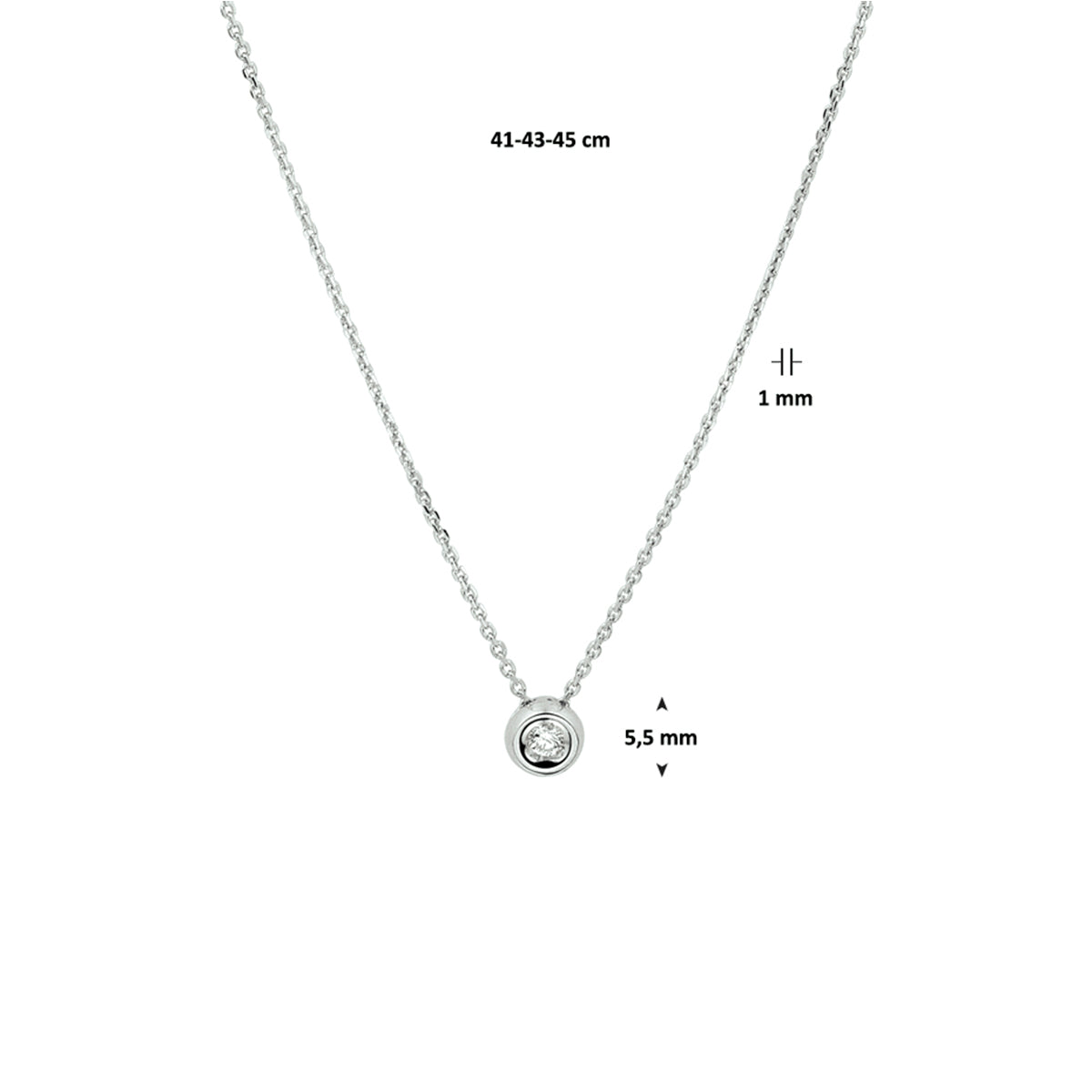 Ketting met hanger diamant 0.05ct h si 14k witgoud