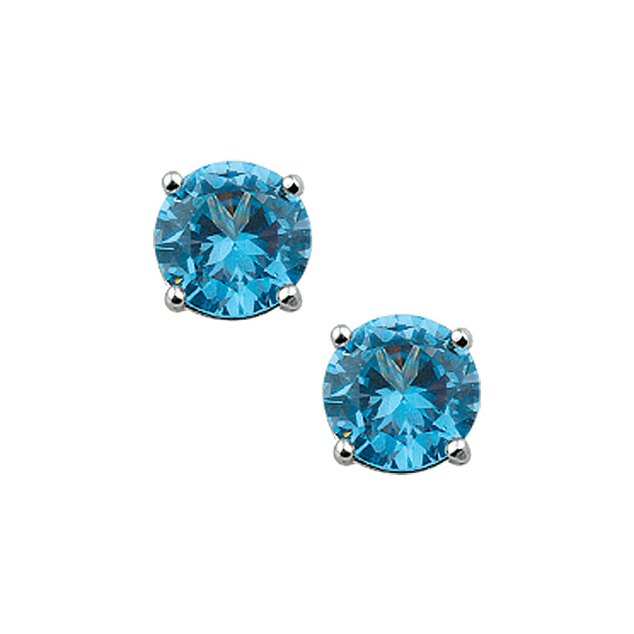Zilveren oorknopjes met blauwe zirkonia