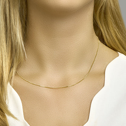 Gouden gourmette ketting 1,2 mm – 14 karaat – vooraanzicht