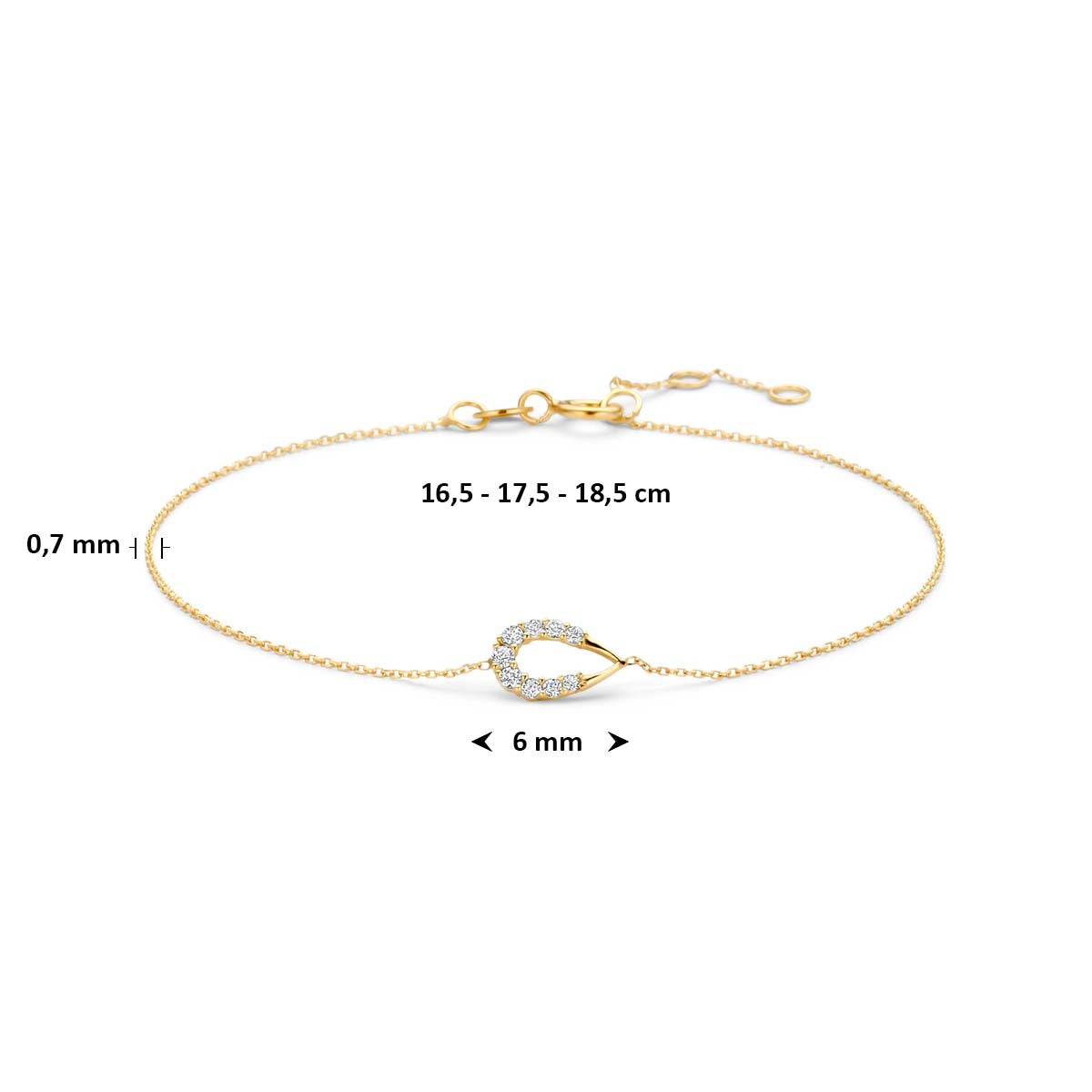 Gouden armband 9 karaat met zirkonia druppel