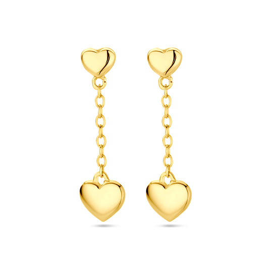 Oorhangers hartjes 14k geelgoud