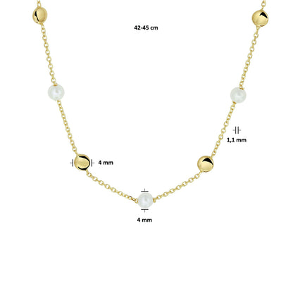 Gouden ankerketting met parel – 14 karaat – detailfoto