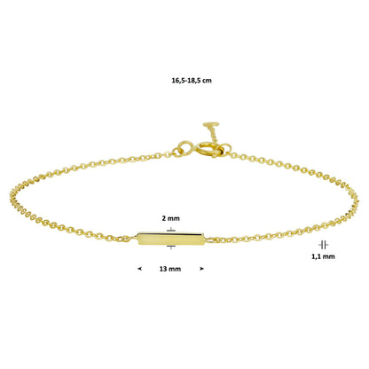 Gouden armband met balkje – 14 karaat – close-up van de sluiting