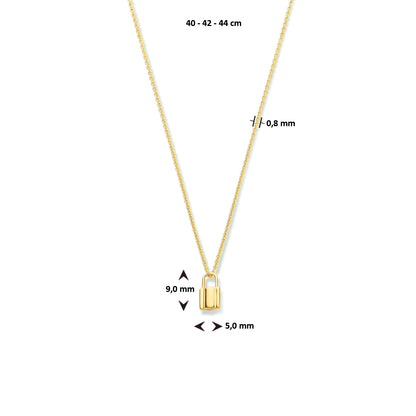 Gouden ketting met slotje – 14 karaat – detailfoto