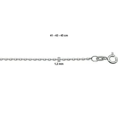 Witgouden platte ankerketting 1,2 mm – 14 karaat – detailfoto
