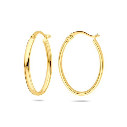 Gouden oorringen 27 × 3 mm – 14 karaat – detailfoto
