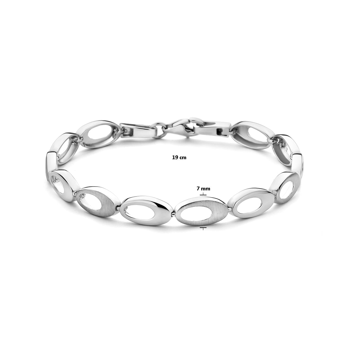 YO&NO armband 7,0 mm 19 cm poli / mat zilver gerhodineerd