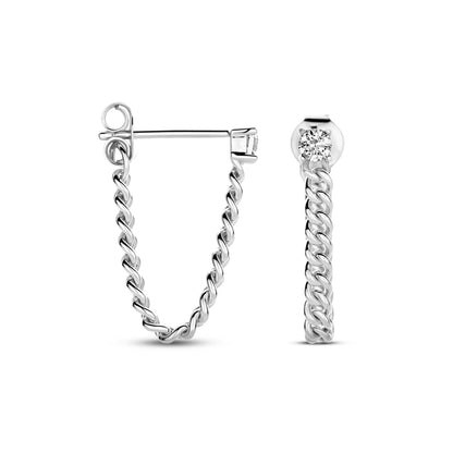 Zilveren oorhangers met zirkonia van 3 mm