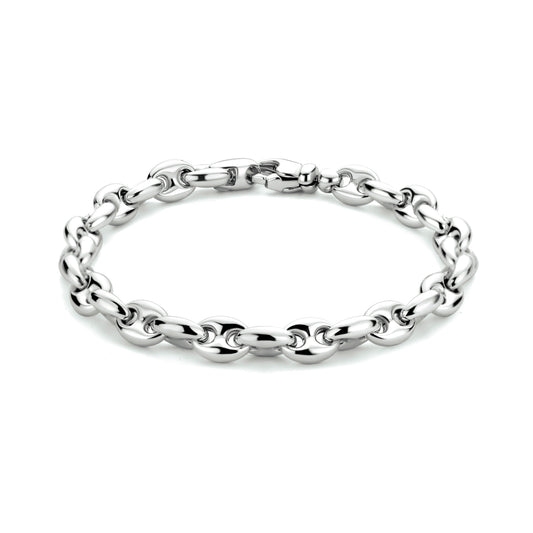 armband koffieboon 7,4 mm 20 cm zilver