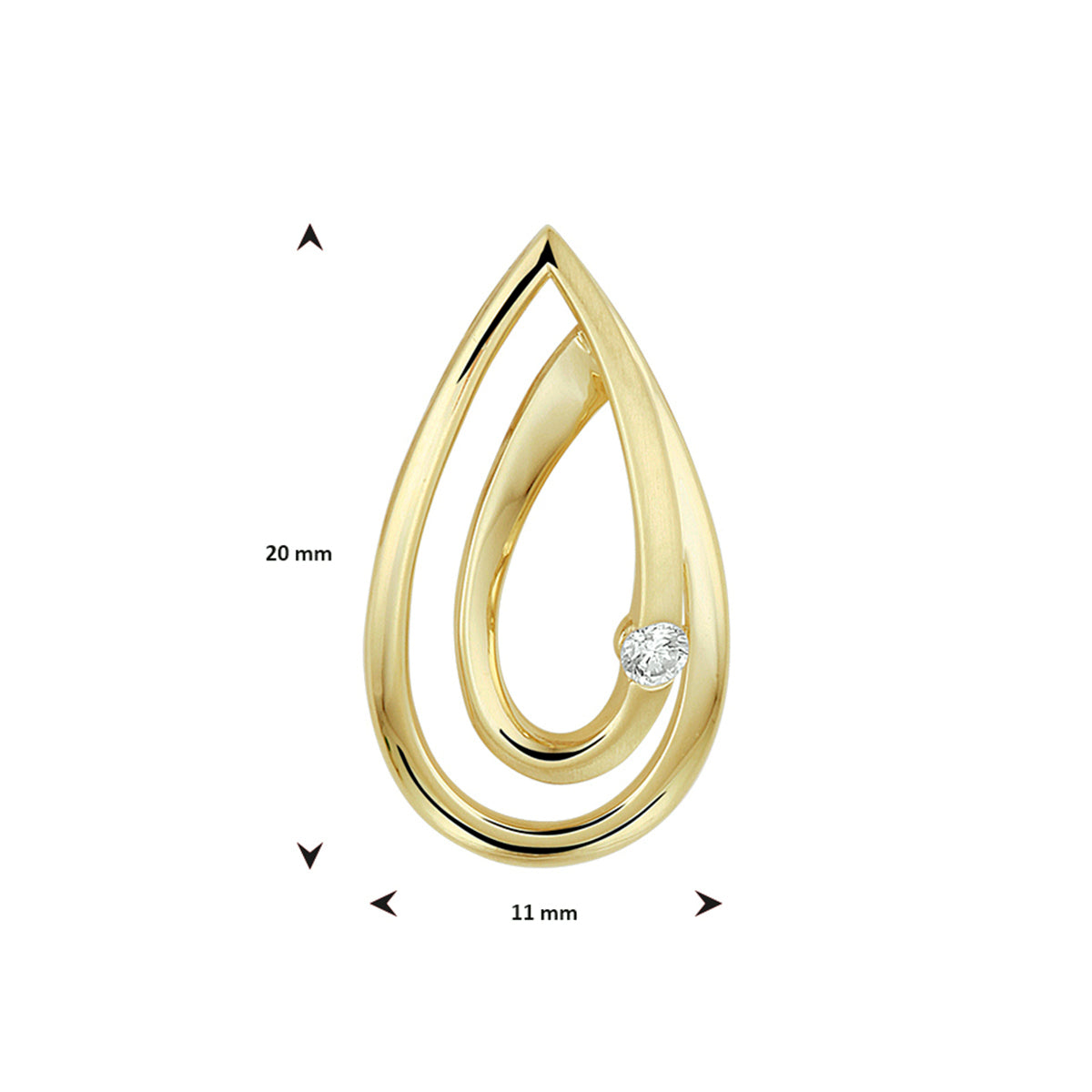 YO&NO hanger diamant 0.040ct h si 14k geelgoud