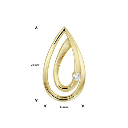 YO&NO hanger diamant 0.040ct h si 14k geelgoud