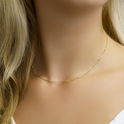 Gouden figaro ketting 1,6 mm – 14 karaat – close-up van de sluiting