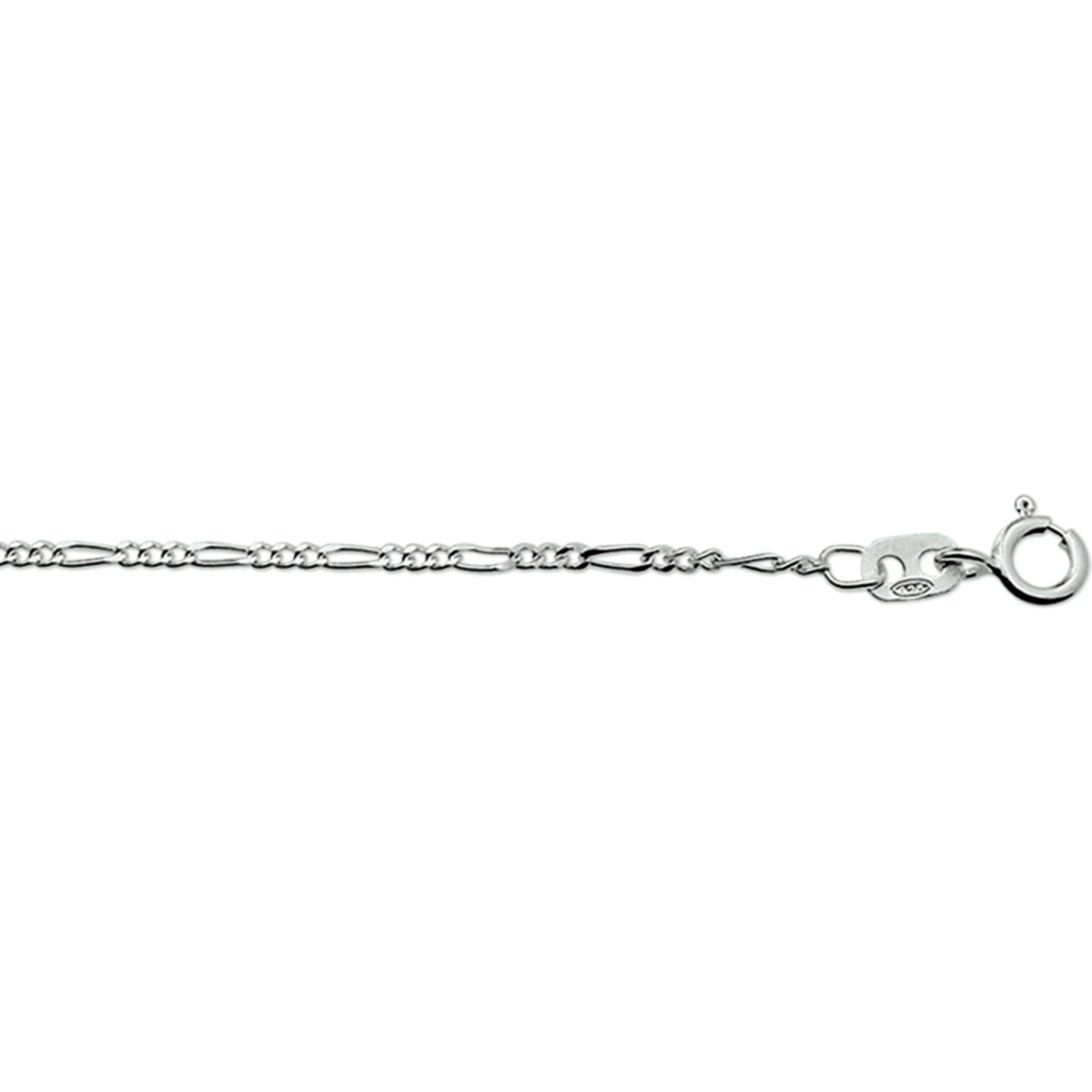 YO&NO armband of ketting figaro 1,6 mm zilver wit