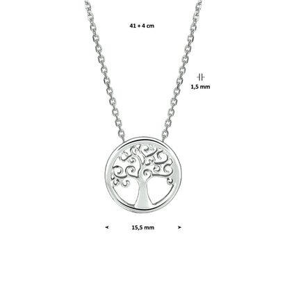 Zilveren ketting met levensboom 45 cm – detailfoto