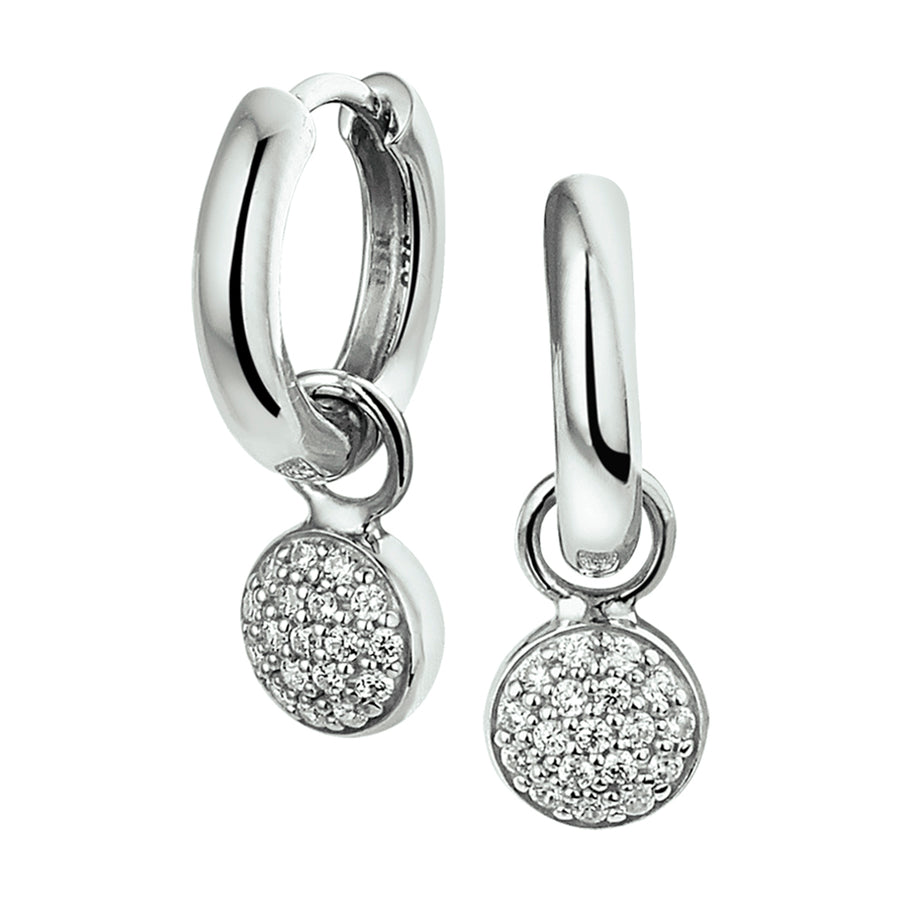 Zilveren klapoorringen met hanger en zirkonia