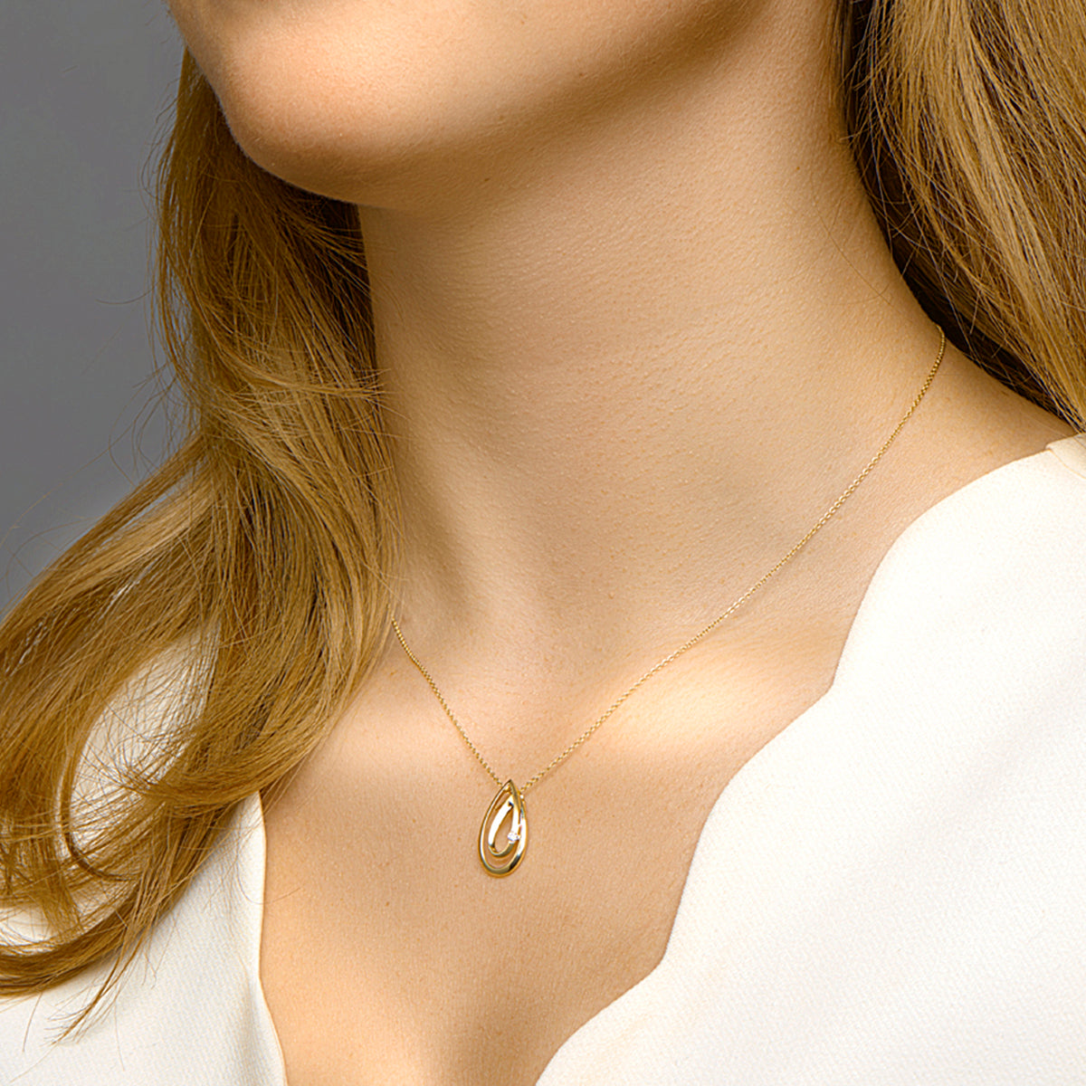 YO&NO hanger diamant 0.040ct h si 14k geelgoud