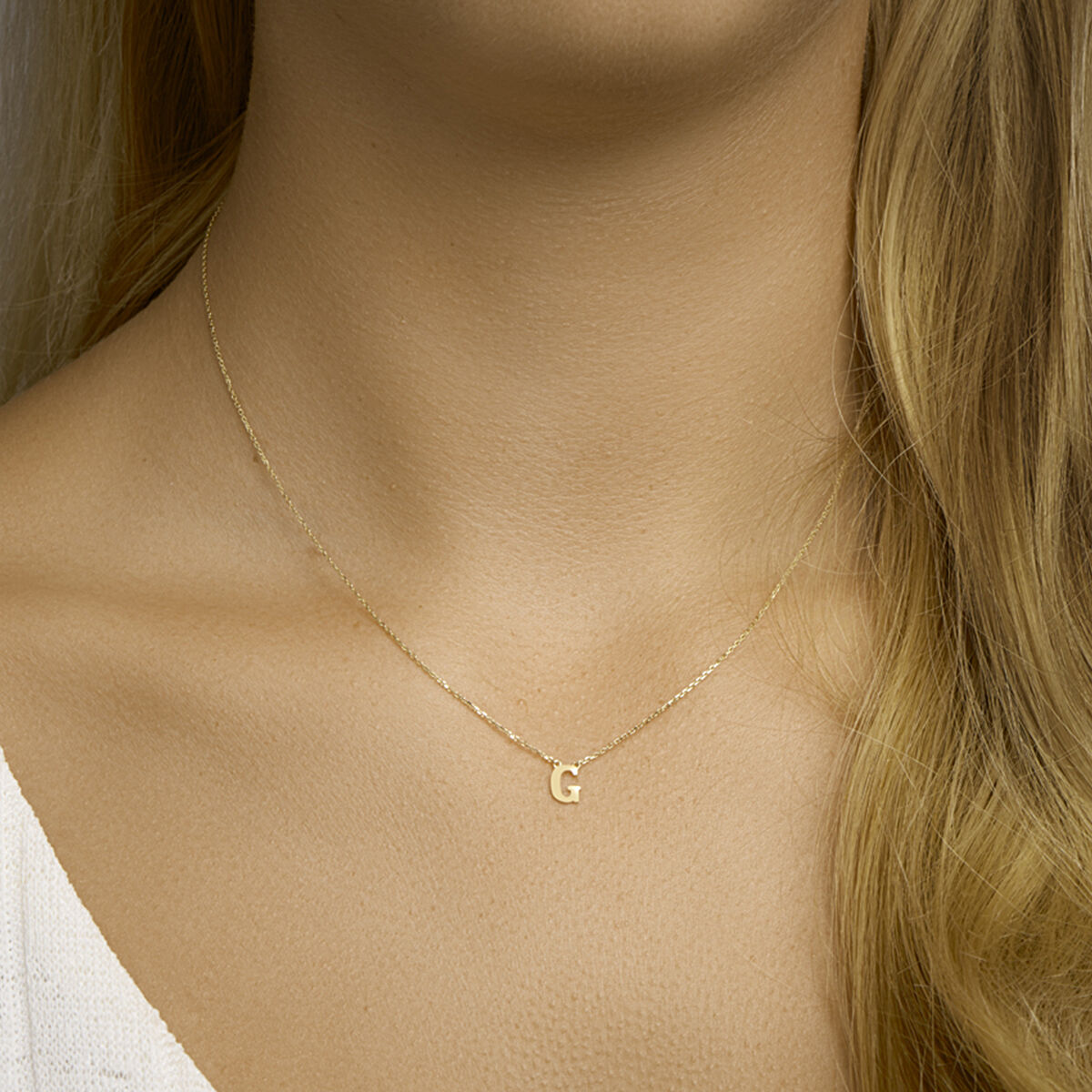 Ketting Anker met letter 14k geelgoud